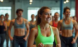 Energetic group fitness class